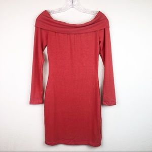 Rust Orange Off the Shoulder Bodycon Dress